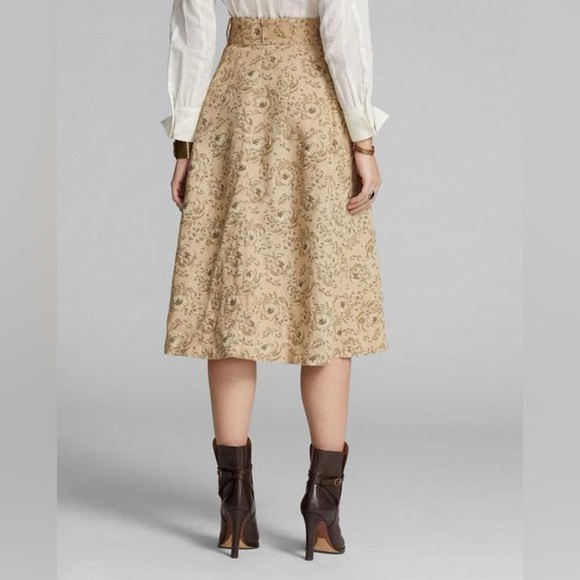 Ralph Lauren RRL Floral Print Linen Midi Skirt Full Vintage Floral A Line Knee 2 - Picture 4 of 11